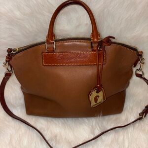 Vintage Dooney & Bourke Brown Leather Domed Satchel